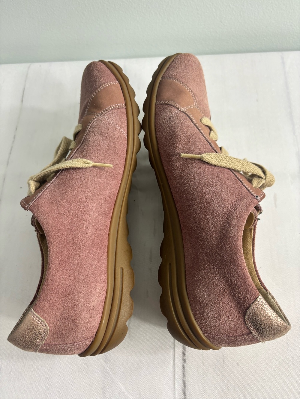 Hartjes "XS Casual" Women’s Suede Zip Sneakers Mauve Rose Gold Heel Accent - Picture 7 of 10